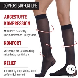 BeOnTop Women's Compression Stockings, 40 Denier, Pack of 2, Knee Stockings, 5-16 mmHg, Support Stockings, Women's Comfort Support Line Compression Socks, Socks Women by Gambetti - Made in Italy,