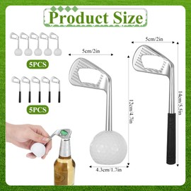 Prasacco 10 Pcs Golf Bottle Openers, 5 x Golfclub Bottle Opener + 5 x Golfball Bottles Opener Golfers Beer Novelty Items for Golf Lovers and Beer Lovers (Zinc Alloy)