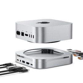 Mac mini M4 Dock with NVMe SSD Enclosure, Mac mini M4 Hub 4K@60Hz HDMI, 2x10Gbps USB A, 1x5Gbps USB A, USB-C Charge, SD/TF, Audio 3.5mm, Macmini Stand Docking Station for Mac mini M4/M4 Pro