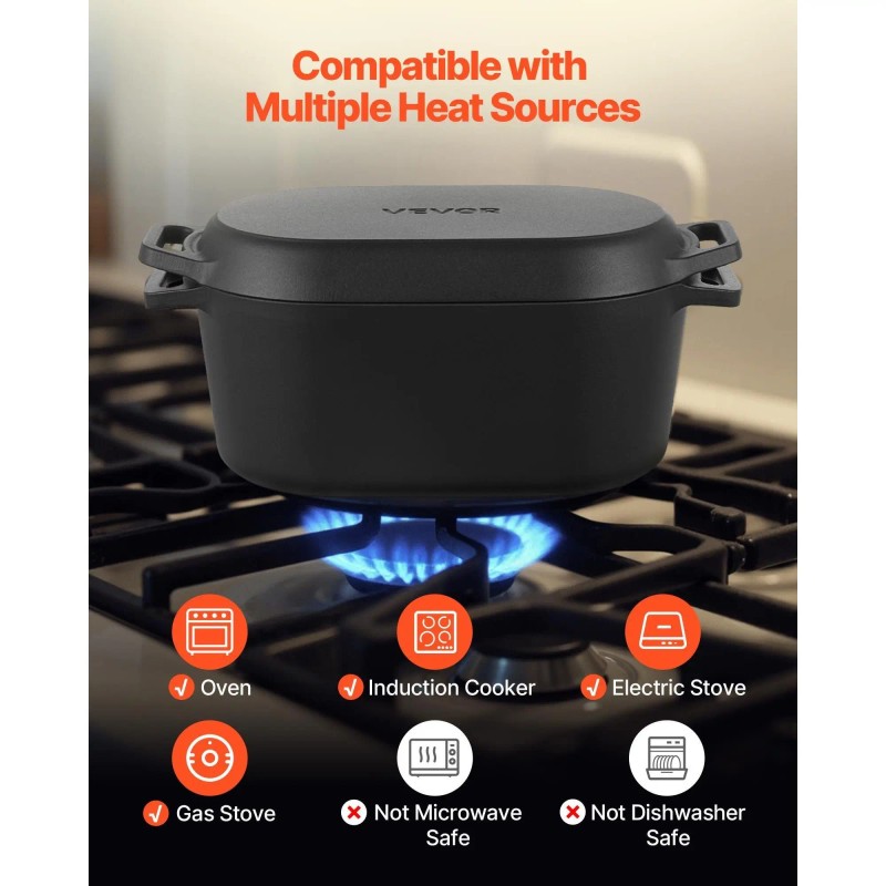 Dutch Oven Enameled Cast Iron 3.5 Qt Heavy Duty With