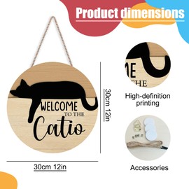 Patio Decor "WELCOME TO THE Catio" Wooden Sign 12×12in Hanging Wall Decor, Suitable for Patio, Catio Outdoor & Indoor Decoration, Farmhouse Cozy Style