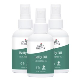 Earth Mama Belly Oil for Dry Skin | Calendula Skin Care Moisturizer Oil to Encourage Natural Elasticity and Help Prevent Stretch Marks During Pregnancy and Postpartum, 4-Fluid Ounce (3-Pack)