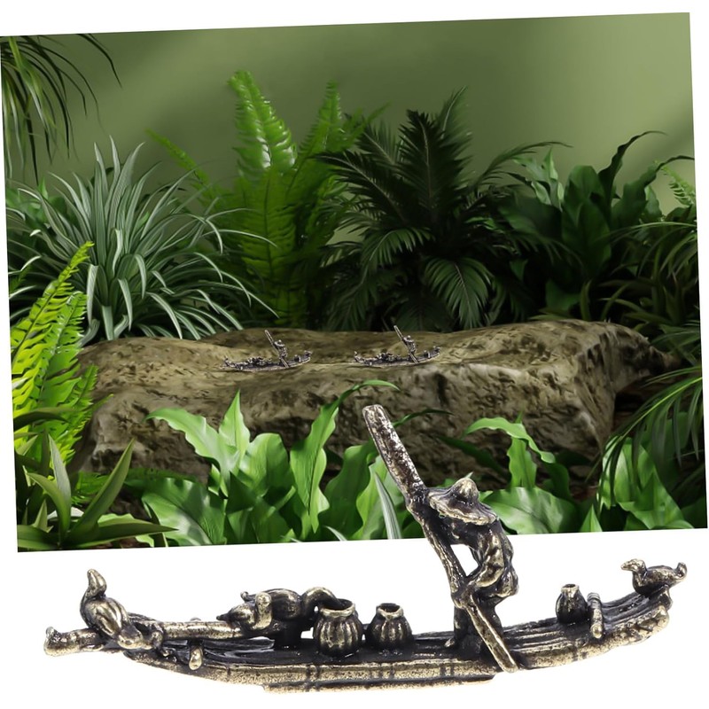 Veloshine Miniature Brass Fishing Boat Figurine Decorative Boat Model for