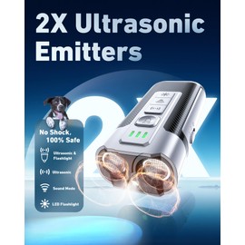 TUITUITA Dog Bark Deterrent Devices-Ultrasonic Anti Barking Device for Dogs with 50ft Range, Rechargeable No Barking Device for Own or Neighbor's Dogs, Portable Safe for Dogs/Humans,Silver