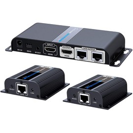 Extensor HDMI 1080P @ 60HZ 1x2 Dispositivo divisor sobre cable CAT6 / 6A / 7/8, transmisión hasta 40 m / 131 pies con pantalla local de bucle, compatible con control remoto por infrarrojos, función EDID