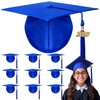 LYDTICK 10 Pack Matte Kindergarten & Preschool Graduation Caps in Bulk for Kids with 2025 Tassel, Royal Blue