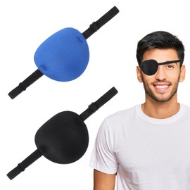 JJUNW 3D Adjustable Eye Patch, Pack of 2 Eye Patches, Medical Eye Patch for Adults Children Pirate Eye Patch Medical Pirate Eye Patch for Left Right Eye Amblyopia (Black + Blue)
