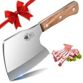 xiaotianlai Meat Cleaver Knife Heavy Duty Bone Chopper 6 Inch Stainless Steel Thicken Blade Bone Cutting Knife Bone Breaker Wood Handle Cleaver Knife for clever cutter Kitchen Outdoor Slaughterhouse