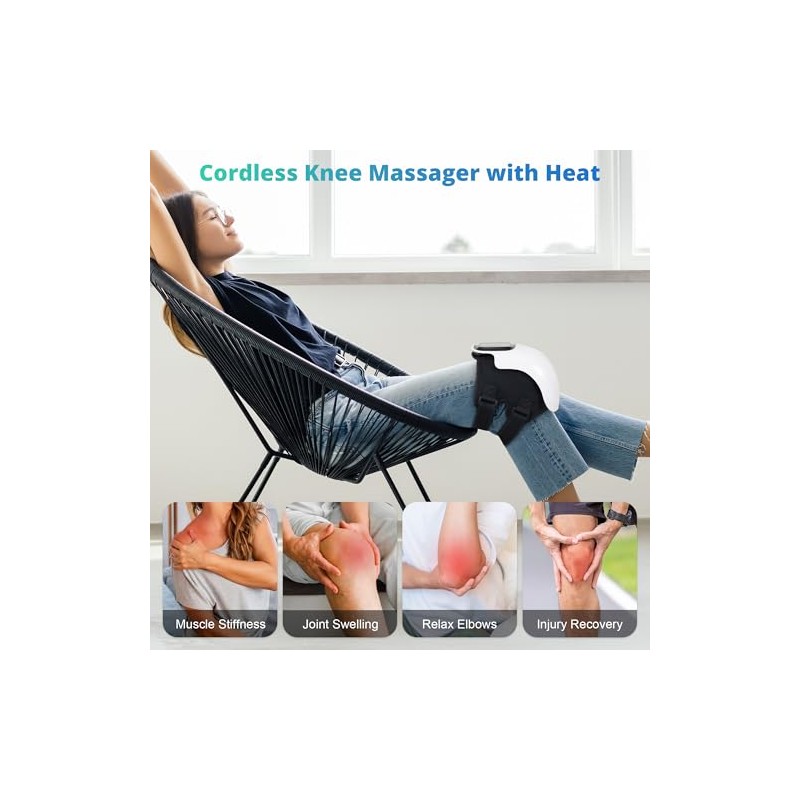 Medcursor Knee Massager with Heat, Cordless Knee Massage with 3
