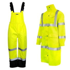 JORESTECH Safety Waterproof Rain Set: Work Jacket with Reflective Tape and Safety Overall Pants, ANSI Compliant