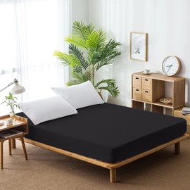 100% Organic Cotton Mattress Protector Super King 182x200 Size Mattress Cover 250GSM, Waterproof Mattress Protector, Noiseless & Vinyl Free Mattress Cover Fits upto 40cm Mattress (Black)