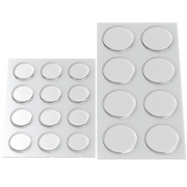 Round Clear Adhesive Bumpers Combo (Large, Medium) - Transparent Self Stick Rubber Pads for Glass Table Top, Furniture, Laptop, Mirrors - 20 PCs