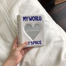 Photocard Binder Album, Takemay 3 Inch Mini Photo Album Kpop Love Heart Hollow Photocard Binder, Photo Card Book Holder for Collecting,160 Pockets (White)