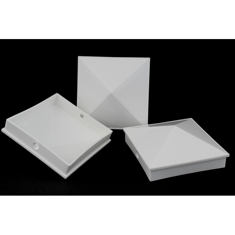 Plastic Pyramid 4x4 Nominal (3-5/8"x3-5/8") Fence Post Caps with Pre-Drilled