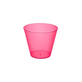 Party Essentials Hard Plastic 9-Ounce Party Cups/Old Fashioned Tumblers, 100-Count, Neon Pink