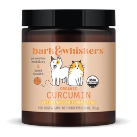 Bark & Whiskers Organic Curcumin, 2.64 Oz. (75 g), 300 Scoops, Promotes Mobility & Joint Health, Veterinarian Formulated, Non-GMO, Certified USDA Organic, Dr. Mercola