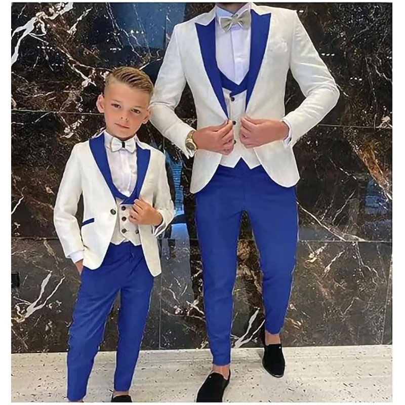 Boys Formal Suit Wedding Tuxedo 3 Pieces Floral Jacket Pants