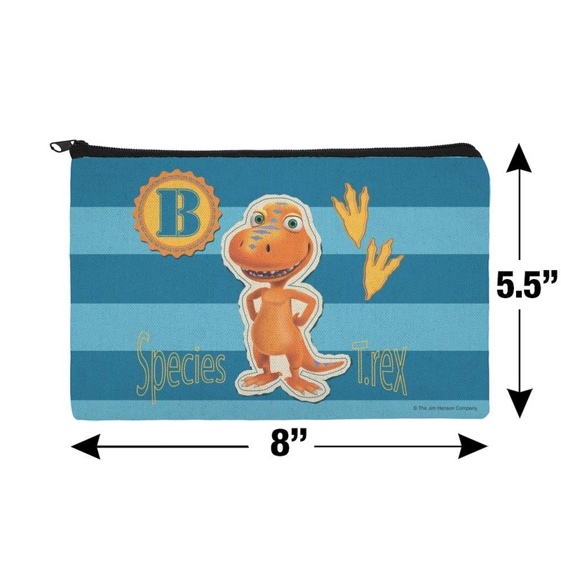 Dinosaur Train Buddy T-Rex Species Blue Stripes Makeup Cosmetic Bag
