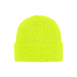 myrtle beach Reflective Winter Beanie - Knitted Hat with Reflective Accents, Bright Yellow