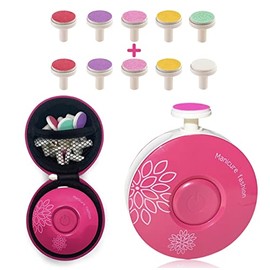 JAYL Baby Nail Trimmer Electric - Baby Nail Clippers with 10 Grinding Pads for Trim - Baby Nail File for Infants, Toddlers, Kids and Adults - Fingernail Clipper - Round Design (Bright Pink)