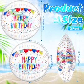 Lunmon Beach Balls for Birthday Party 20 Inch Beach Ball Inflatable Clear Balls for Birthday Decorations, Games Summer (2 Pcs)