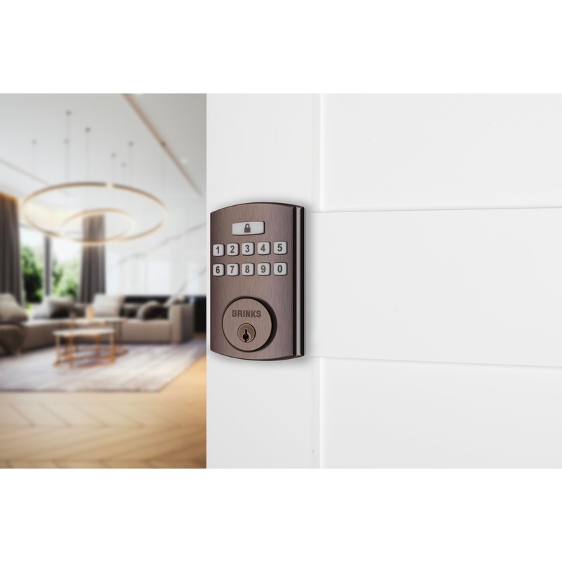 BRINKS Keyless Entry Door Deadbolt, High-Security Keypad Door Lock, 50