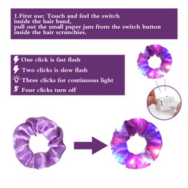 12PCS LED Hair Scrunchies,URSMART Light Up Glowing Hair Bands with Gift Bage Scrunchies Silk Hair Tie Multi Light Modes for Girls,Glow Party Christmas Hair Accessories