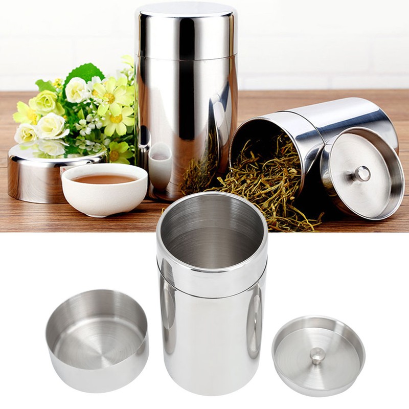 Portable 304 Stainless Steel Sealed Tea Leaf Storage Jar Canister
