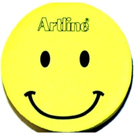 Artline Magnetic Smiley Face Circular Whiteboard Eraser - Yellow
