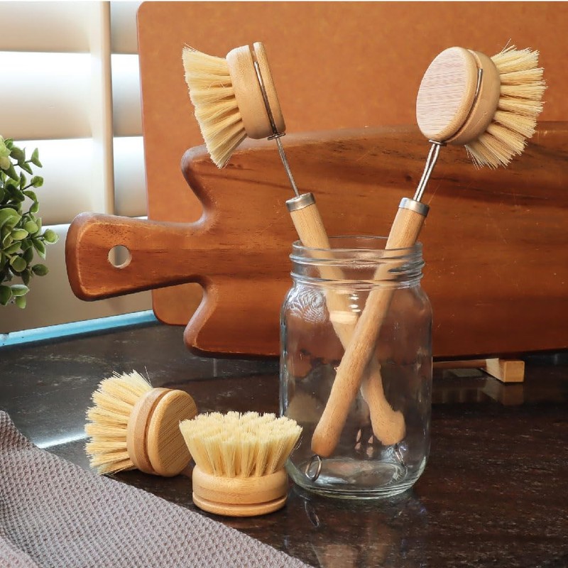 Eco Basics Plastic Free Dish Brush - 22x4x6cm, Bamboo Handle,