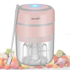 BlumWay Mini Onion & Garlic Chopper, 250 ml Electric Chopper with 3 Sharp Blades, Pink