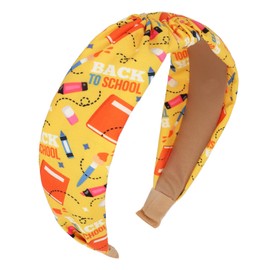 WHAVEL Teacher Headband Teacher Accessories Pencil Knotted Headbands Back School Outfits (Yellow, One Size)