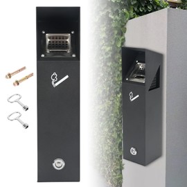 Wall Mounted Trash Receptacle, Trash Ash Receptacle Outdoor, Commercial Trash Bin with Removable Inner Bucket, Garbage Can for Patio Office Cafe Hotel Street (1.5 Liters)