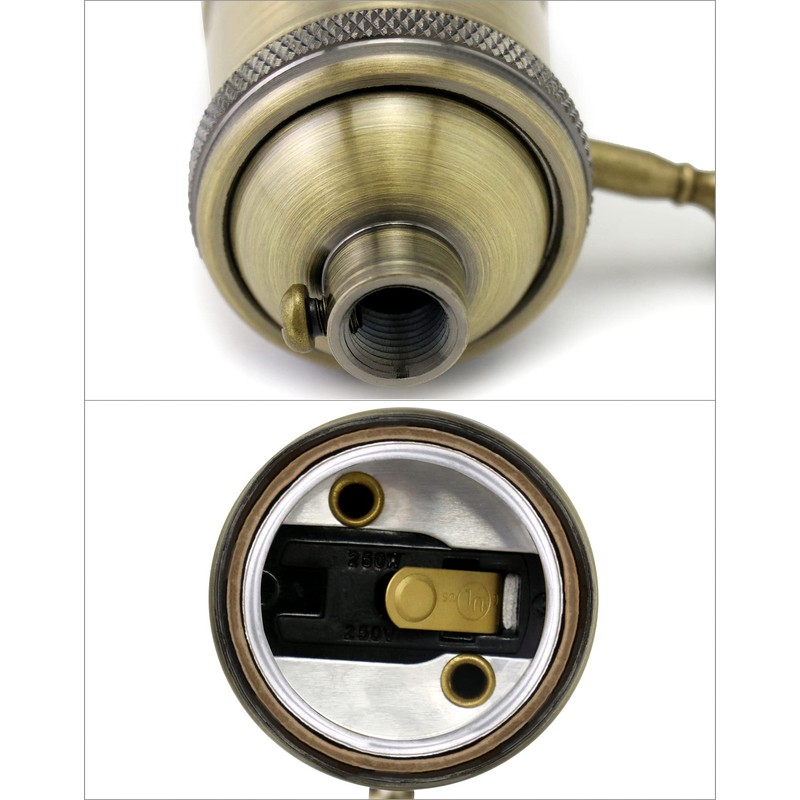 QWORK E26/E27 Lamp Socket, On/Off Vintage Rotary Turn Knob Lamp