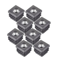 MyyiTar 8 Pcs Square Chair Leg Floor Protector, Furniture Leg Protectors, Plastic Plugs 0.8"x0.8" OD Square Tubing Endcap with M8 Thread for Tubular Racks Legs Inserts,Black 0.8 inch