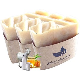 (3 Pack) Sheer Organix Luxury Rejuvenative Handmade Herbal Soap, 3.52 oz. / 100g, Honey Goat Milk