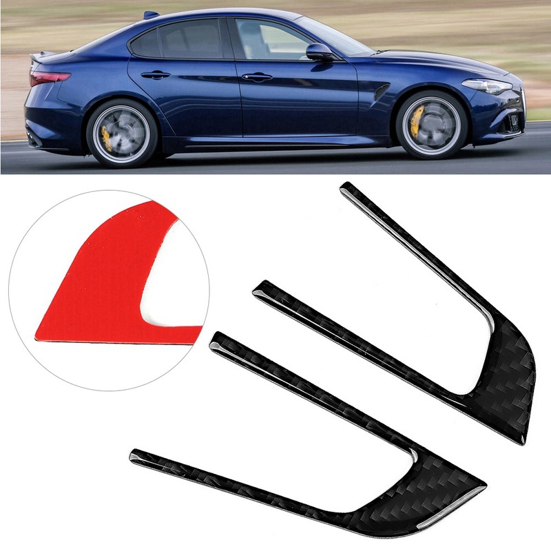 2pcs Steering Wheel Button Decorative Cover Trim Carbon Fiber Fit