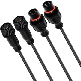 RUNCCI-YUN 2 Paare 4 polige wasserdichter stecker,Male Female Plug 4 polige IP67 Waterproof Elektrischer Steckverbinder mit 24AWG M12 20CM Verlängerungskabel für Auto, LKW, Boot,LED Lichtleisten