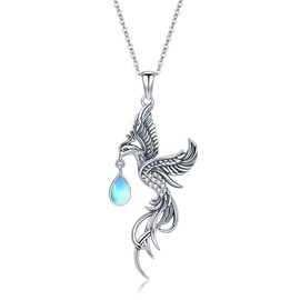 VENACOLY Phoenix Necklace Sterling Silver Moonstone Phoenix Pendant Phoenix Mother's Day Jewellery for Women Mum