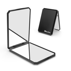wobsion Small Compact Mirror,1x/2x Travel Magnifying Mirror,2-Sided Handheld Portable Folding Mirror,Mini Makeup Mirror for Purse,Pocket,Gifts,Square(Black)