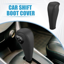 A ABSOPRO Car Shift Boot Cover Gear Knob Shifter Boot for Chevy Sonic 2012-2020 Faux Leather Black Black Stitches