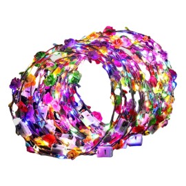 25 Coronas Flores Led Princesa Luz Multicolor Fiestas Bodas