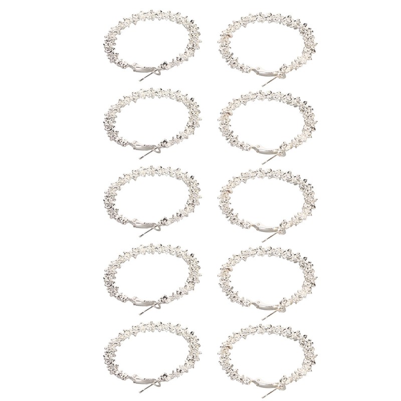 5 Pair Silver Hoop Earrings Retro Simple Lightweight Zinc Alloy