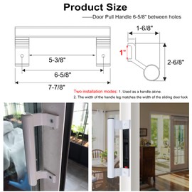 Young Dance Sliding Door Handle 8" Aluminum Sliding Glass Door Pull - Sliding Patio Door Handles Fits 6-5/8 in Mounting Holes for Old or Damaged Door Pull - Perfect for Patio and Glass Doors (White)