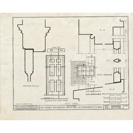 Historic Pictoric : Blueprint HABS Mass,11-Milt,5A- (Sheet 4 of 4) - Governor Thomas Hutchinson House (Wing), 195 Adams Street, Milton, Norfolk County, MA 14in x 11in