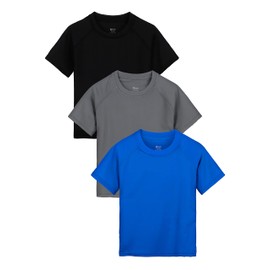 Poroka Cooraby - Paquete de 3 camisetas con protección solar UPF 50+ para niños pequeños, Negro, gris, azul real, 4 Años