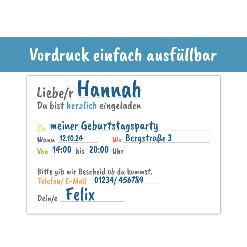 PICTALOO Children's Birthday Invitation Cards Blank Set of 12 to