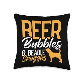 Dog Cloths Puppy Doggie Pet Animal Lover Gifts Beer Bubbles Beagle Snuggles Dog Puppy Doggie Drinking Lover Throw Pillow, 16x16, Multicolor