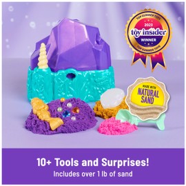 Kinetic Sand, Mermaid Crystal Playset, Over 1lb of Play Sand, Gold Shimmer Sand, Storage and Tools, Sensory Toys for Kids Ages 3 and up