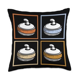 Curling Player Curler Sport Lover Curling Stone Throw Pillow